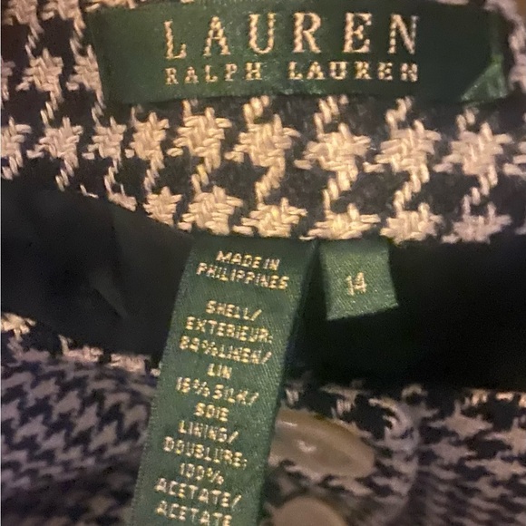 Vintage Ralph Lauren Navy Blue and White Houndstooth Blazer - Picture 5 of 5